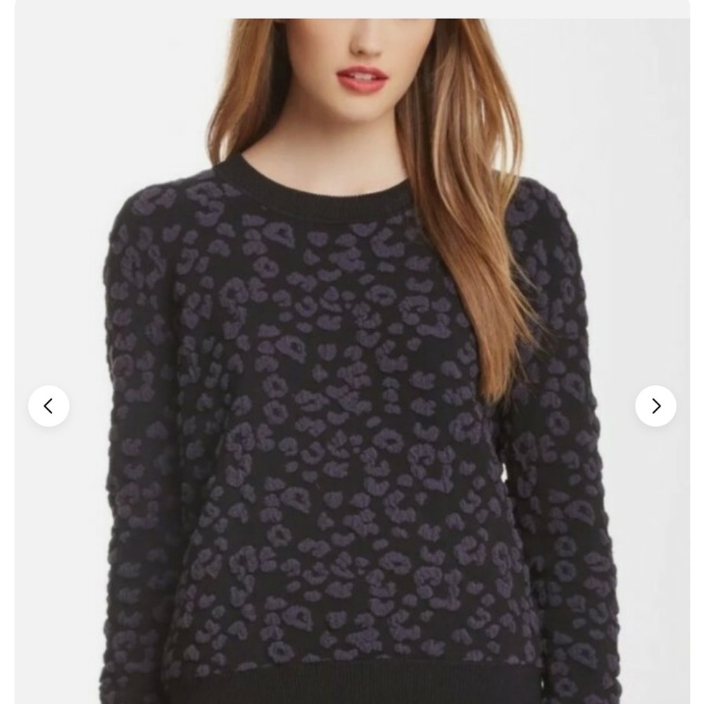 Rebecca Taylor - Leopard Pattern Black and Blue Pullover Sweater. Size S